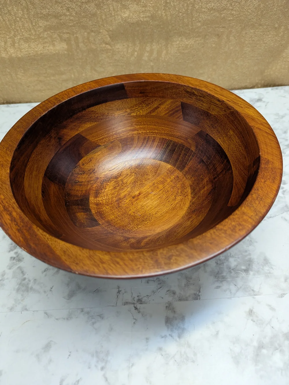 Handcrafted Wooden Serving Bowl in Warm Brown
